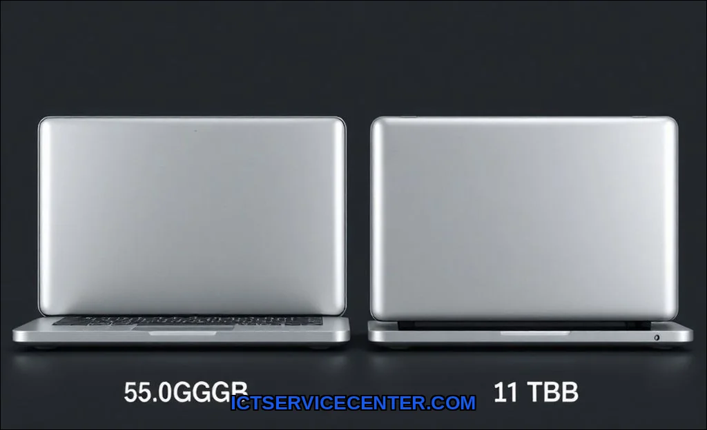Clean vector illustration of 512gb vs 1tb laptop s
