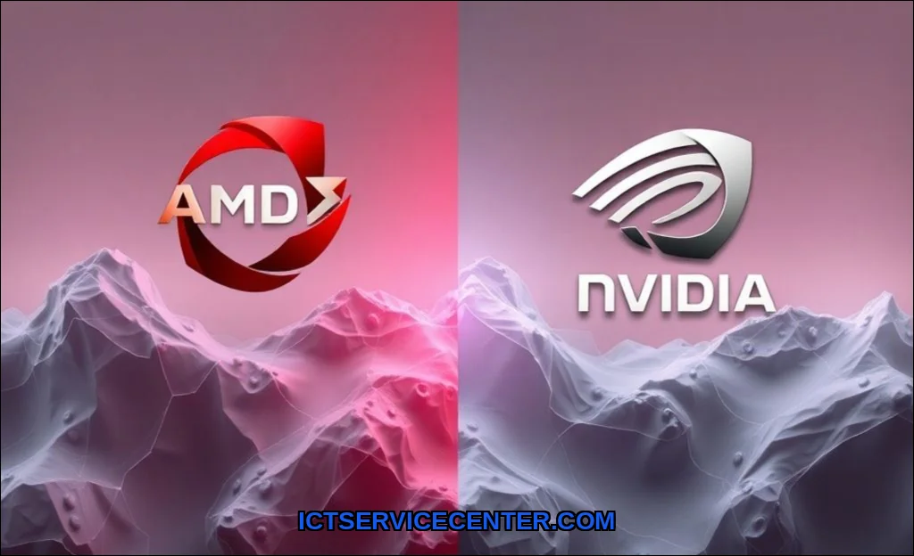 Clean vector illustration of amd radeon vs nvidia