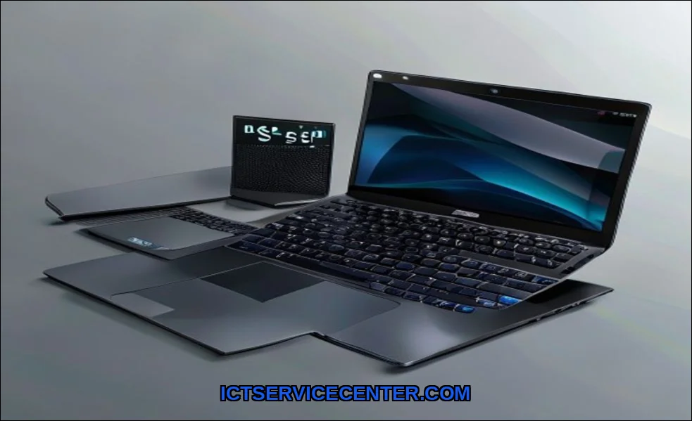 Clean vector illustration of asus vs dell laptop