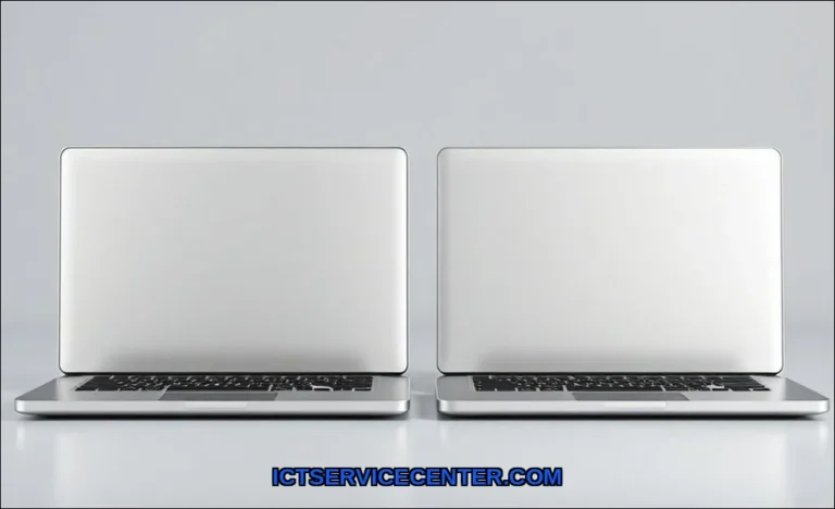 Clean vector illustration of budget laptop vs prem