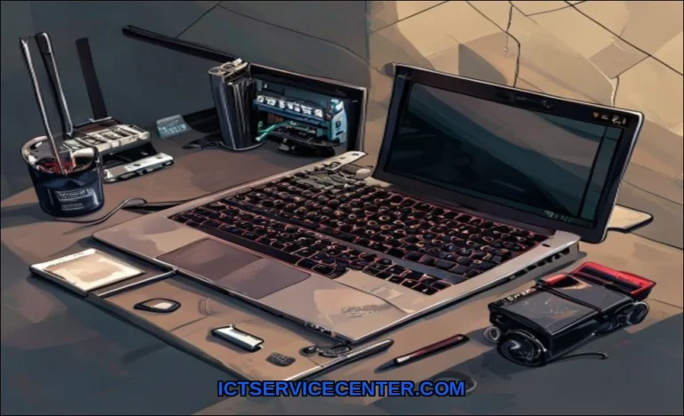 Clean vector illustration of diy laptop repair vs