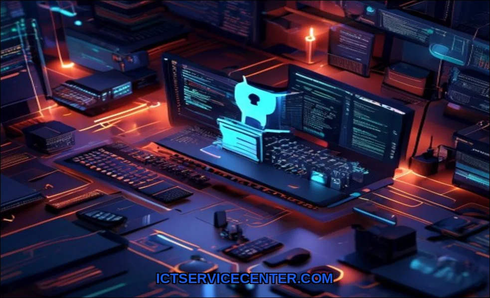 Clean vector illustration of how computer security