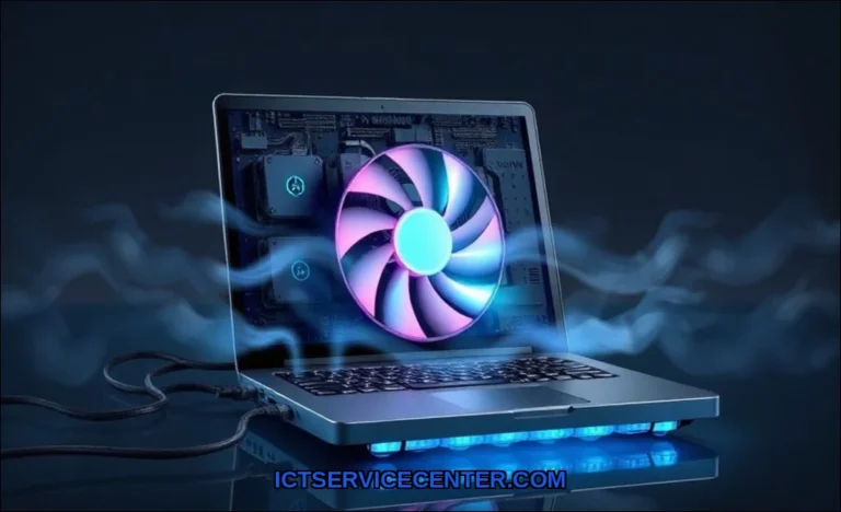 Clean vector illustration of how laptop cooling sy