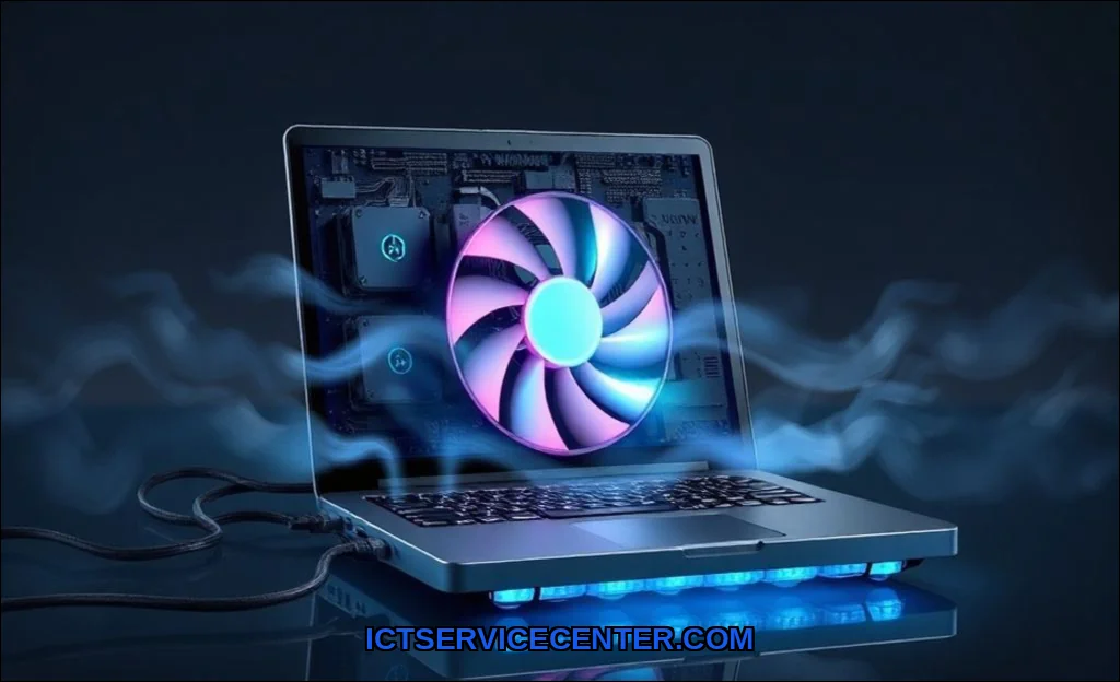 Clean vector illustration of how laptop cooling sy