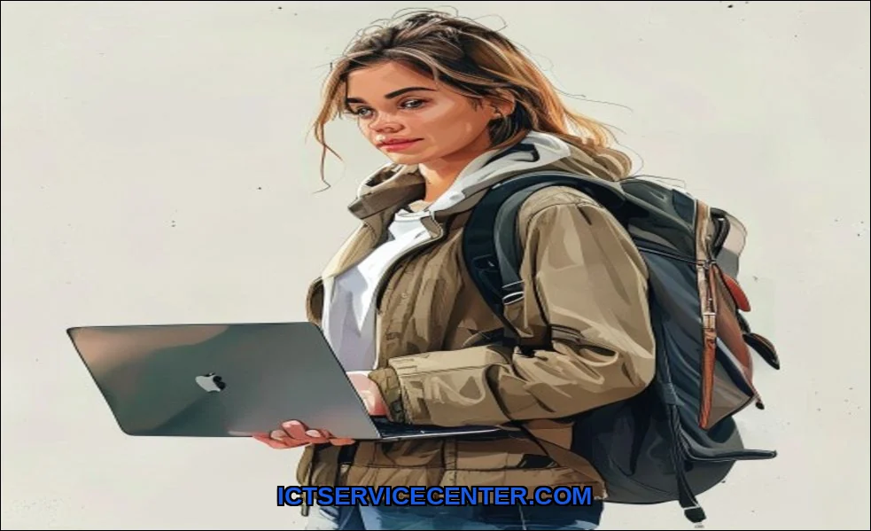 Clean vector illustration of carry laptop safely