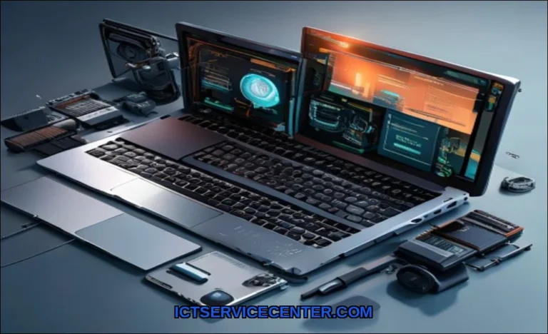 Clean vector illustration of diagnose laptop hardw