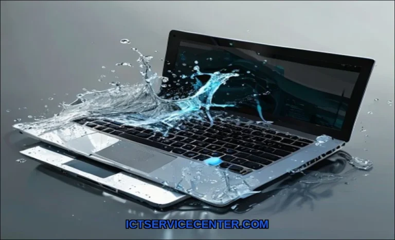 Clean vector illustration of fix laptop after wate
