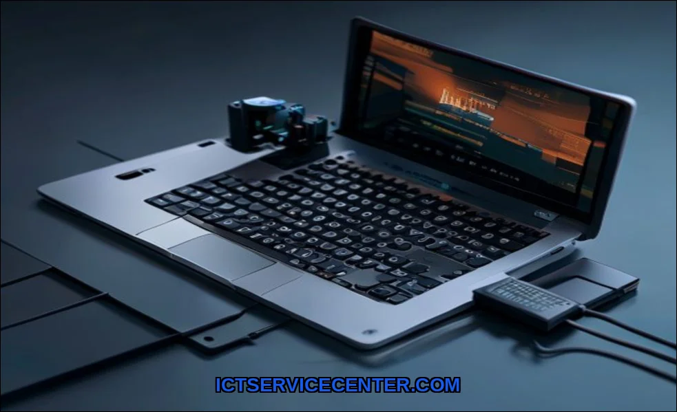 Clean vector illustration of fix laptop ethernet p