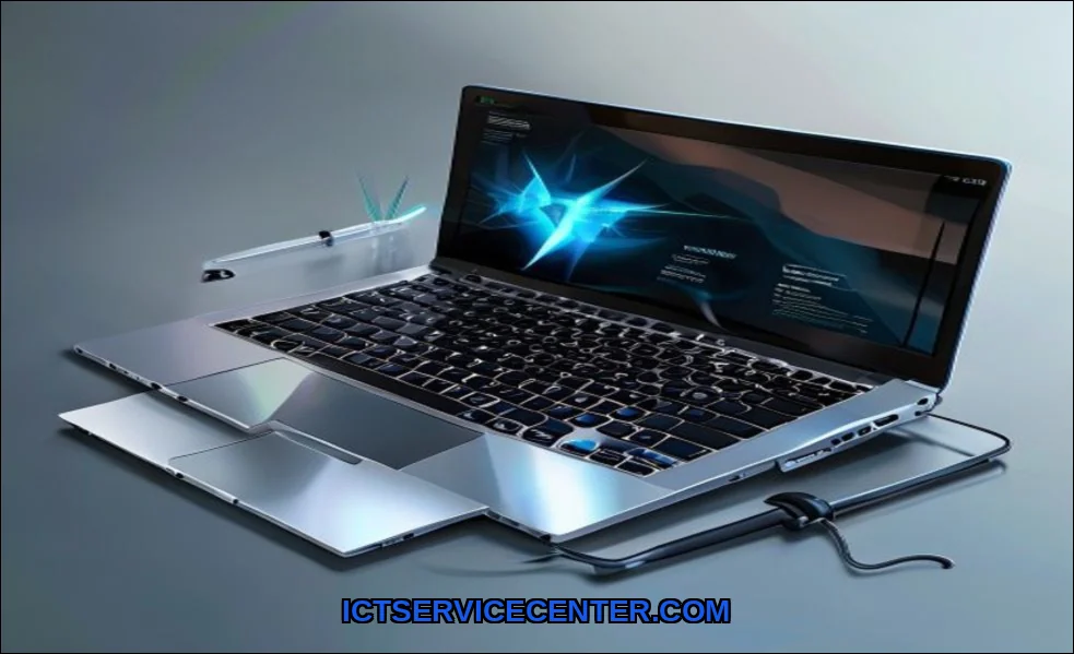 Clean vector illustration of fix laptop power issu
