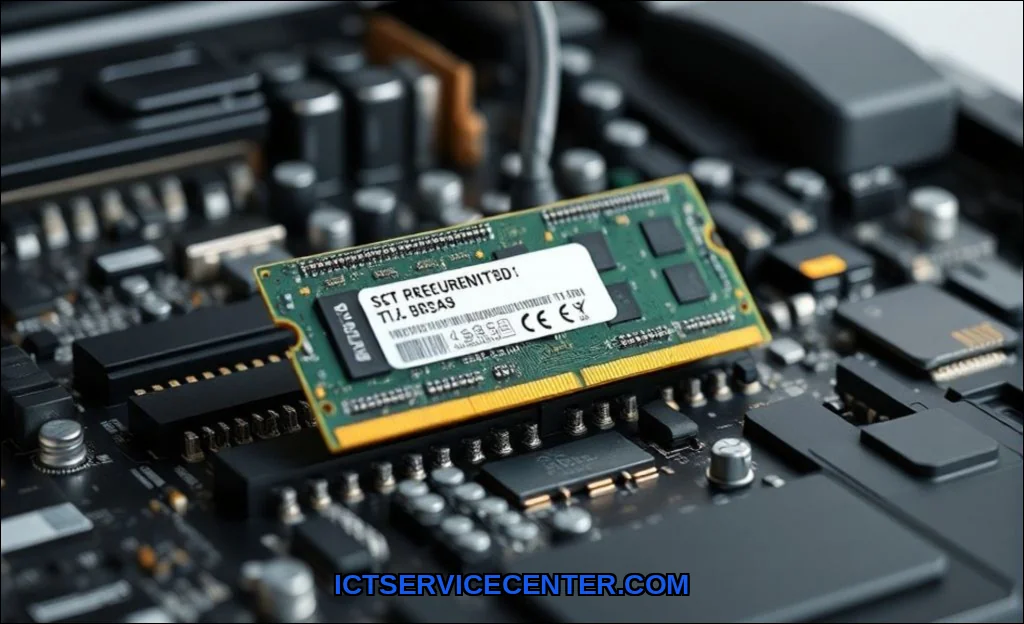 Clean vector illustration of install ram in laptop