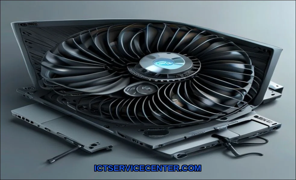 Clean vector illustration of repair laptop fan not
