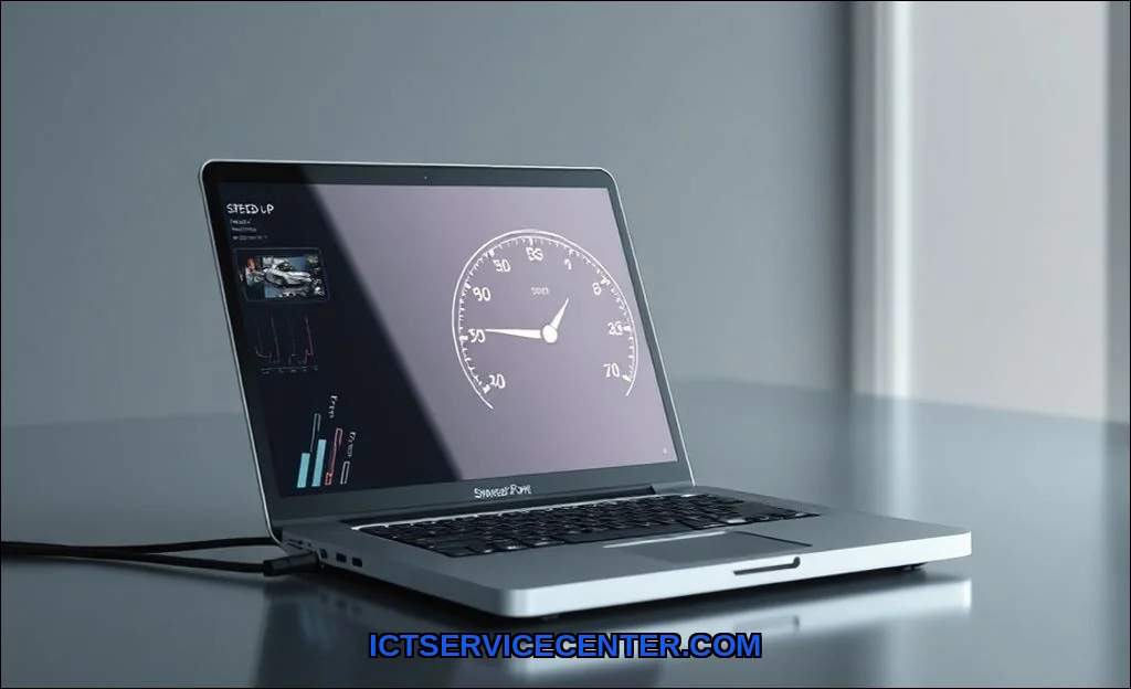 Clean vector illustration of speed up a slow lapto