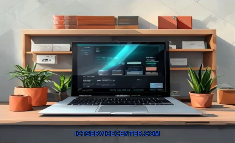 Clean vector illustration of store laptop properly