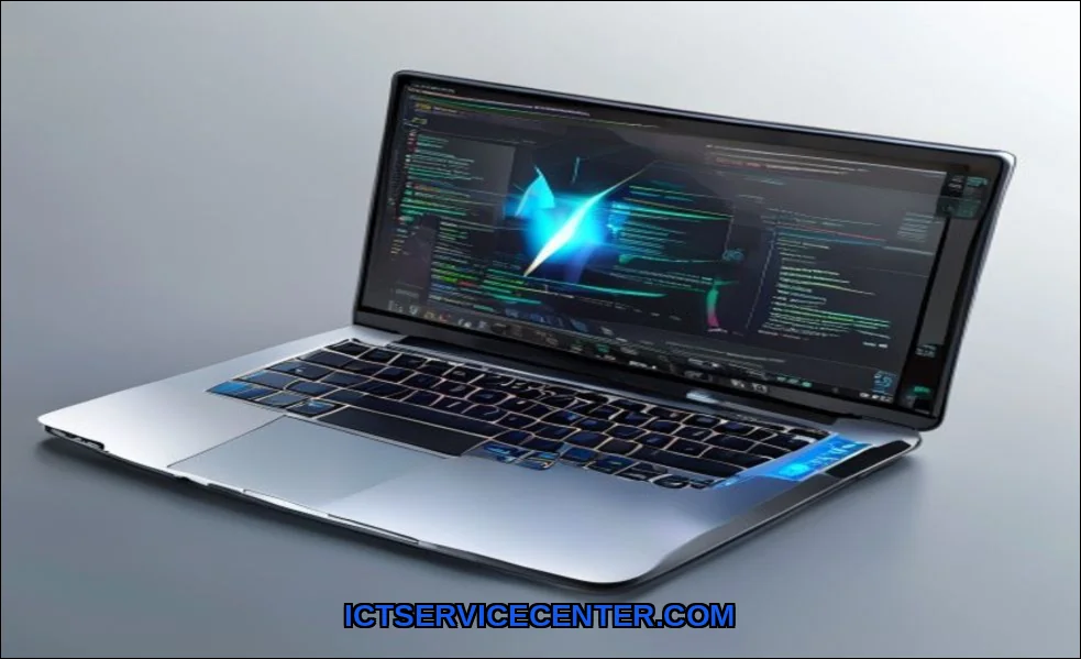 Clean vector illustration of update laptop softwar