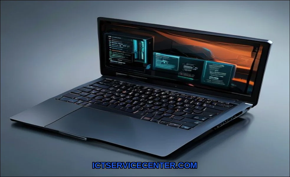 Clean vector illustration of upgrade laptop storag