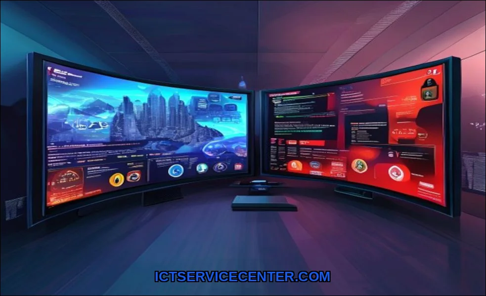 Clean vector illustration of ips vs tn vs oled dis