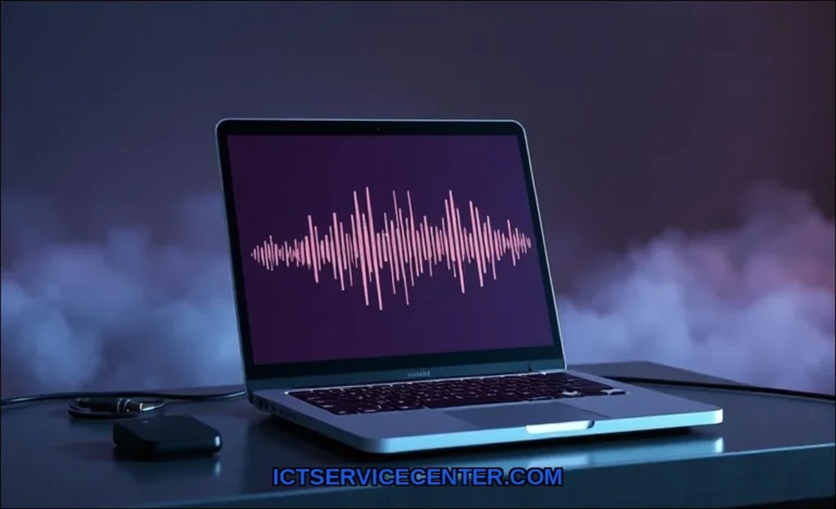 Clean vector illustration of laptop audio not work