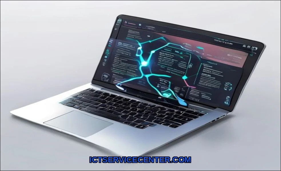 Clean vector illustration of laptop connectivity o