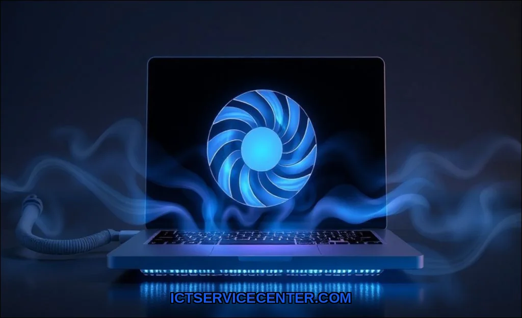 Clean vector illustration of laptop cooling system