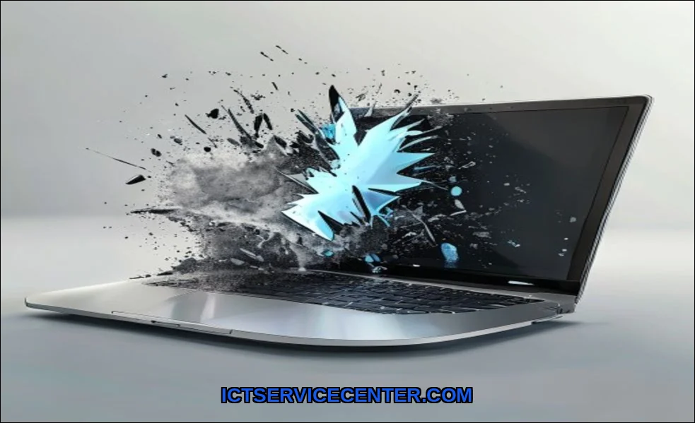 Clean vector illustration of laptop crashing frequ