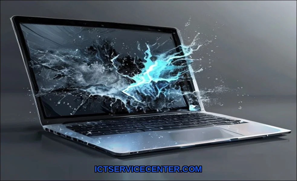 Clean vector illustration of laptop freezing rando