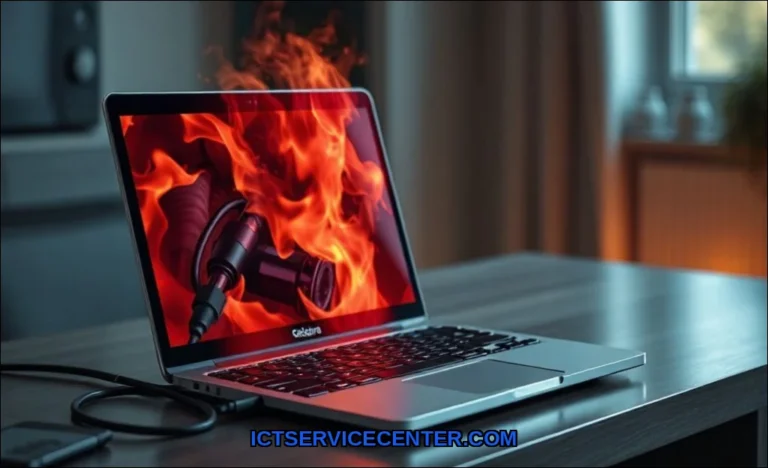 Clean vector illustration of laptop getting hot wh