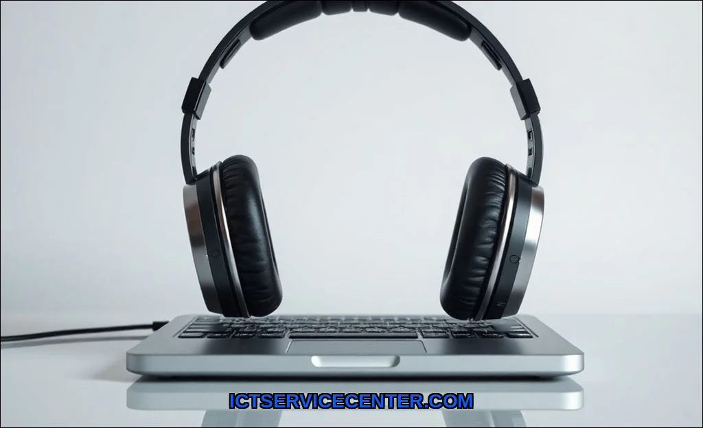 Clean vector illustration of laptop headphones not