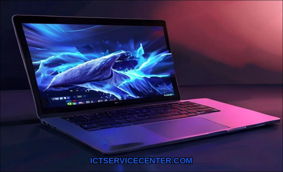 Clean vector illustration of laptop lagging while 