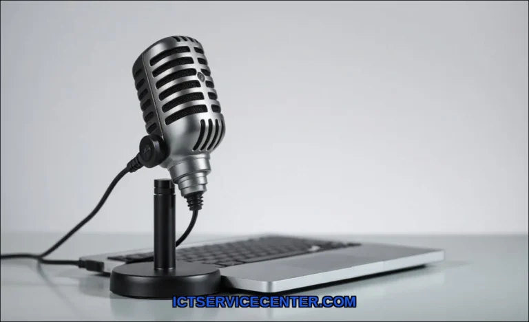 Clean vector illustration of laptop microphone not