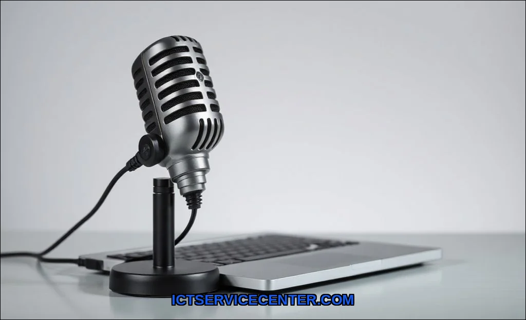 Clean vector illustration of laptop microphone not