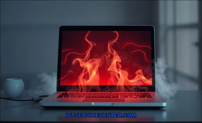 Clean vector illustration of laptop overheating af