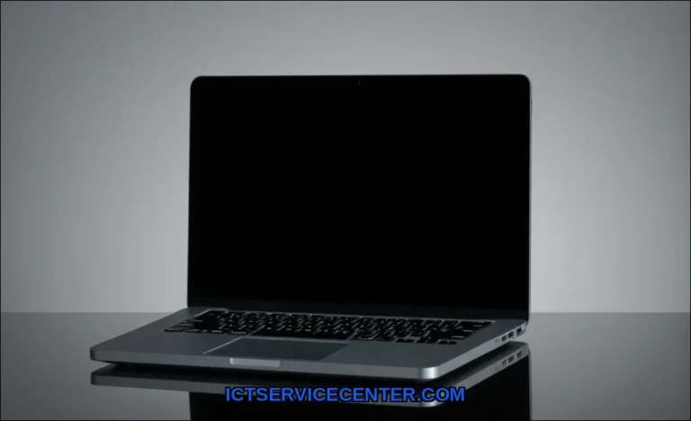 Clean vector illustration of laptop screen goes bl