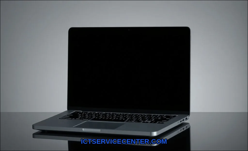 Clean vector illustration of laptop screen goes bl