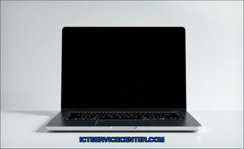 Clean vector illustration of laptop screen is blac