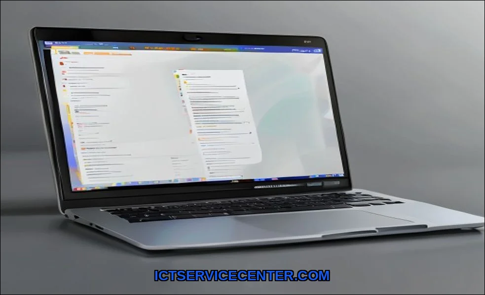 Clean vector illustration of laptop stuck on updat