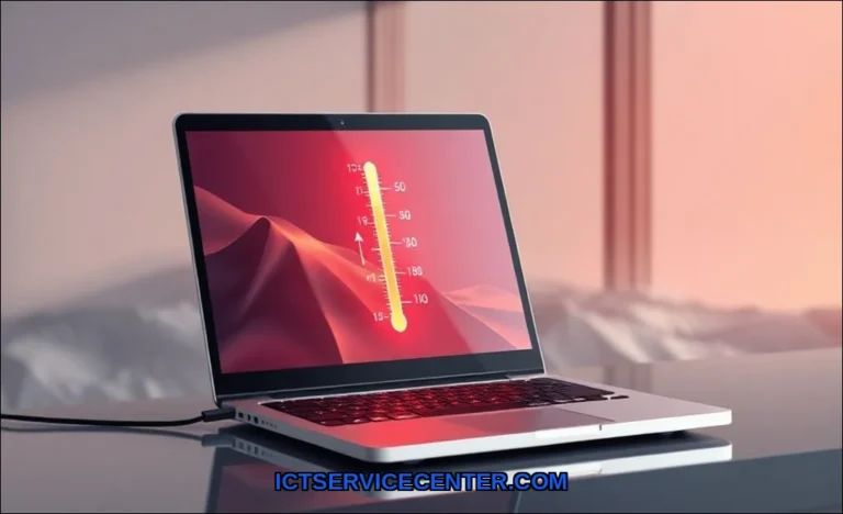 Clean vector illustration of laptop temperature to