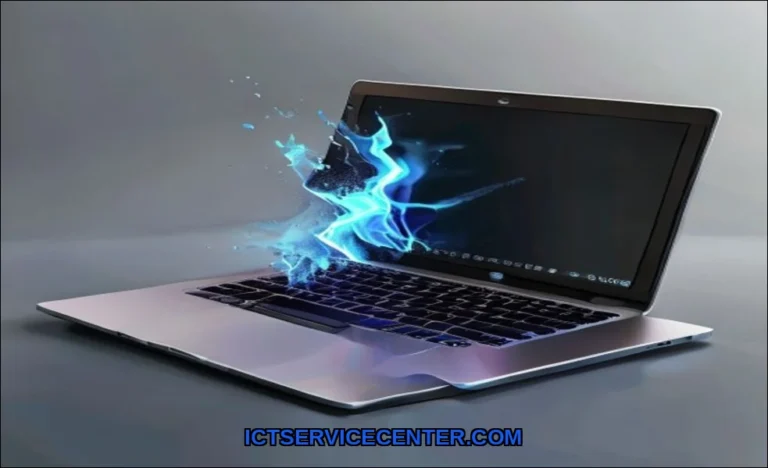 Clean vector illustration of laptop turns off imme