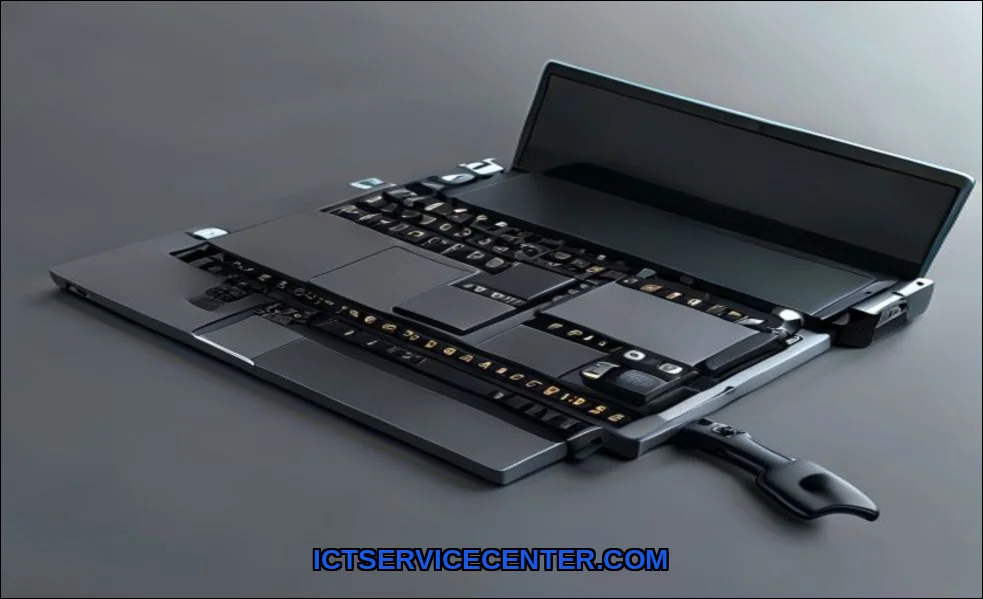 Clean vector illustration of laptop usb ports not 