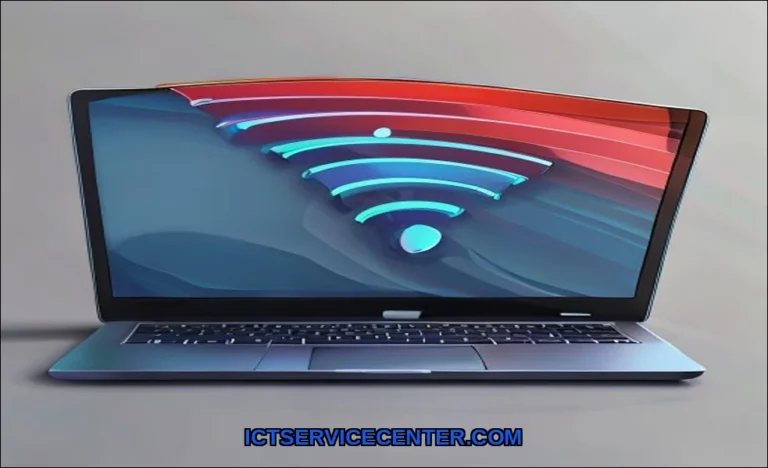 Clean vector illustration of laptop wifi keeps dis