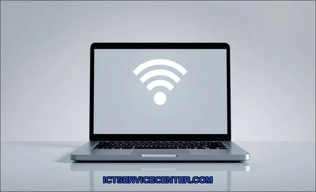 Clean vector illustration of laptop wifi signal we