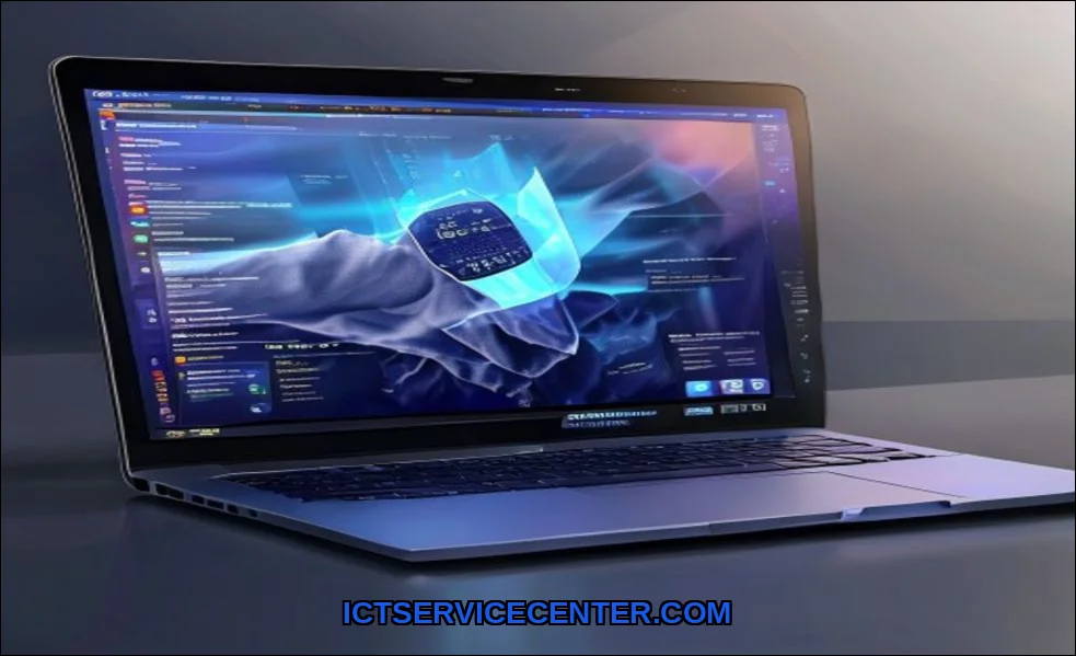Clean vector illustration of laptop windows update