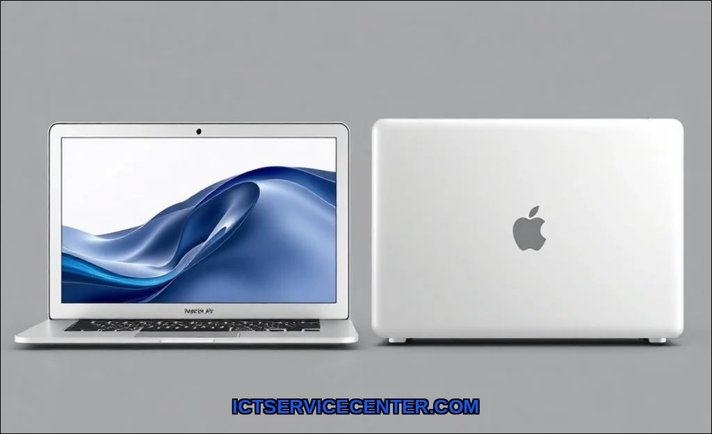 Clean vector illustration of macbook air vs macboo