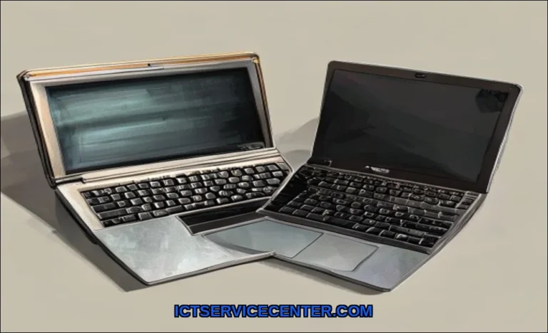 Clean vector illustration of old laptop vs new lap