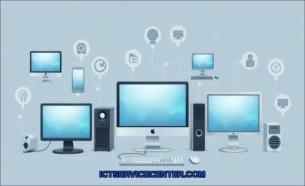 Clean vector illustration of types of computers ex