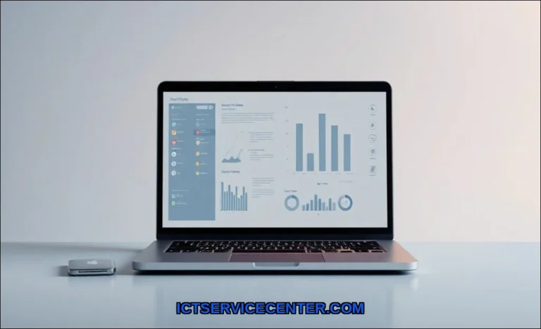 Clean vector illustration of a laptop and how does