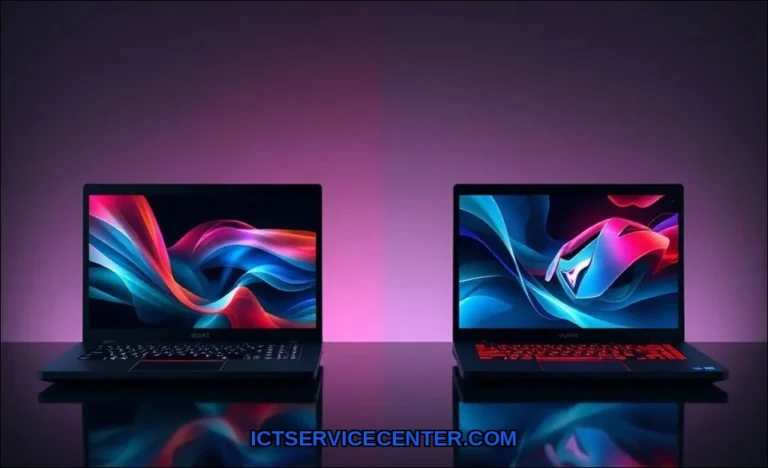 Clean vector illustration of work laptop vs gaming
