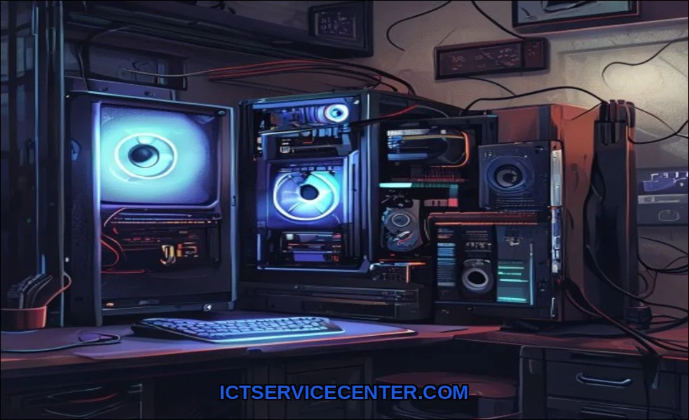 Clean vector illustration of build pc vs buy prebu