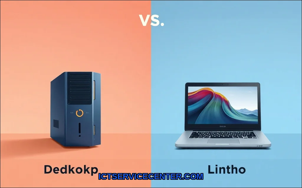 Clean vector illustration of desktop vs laptop key