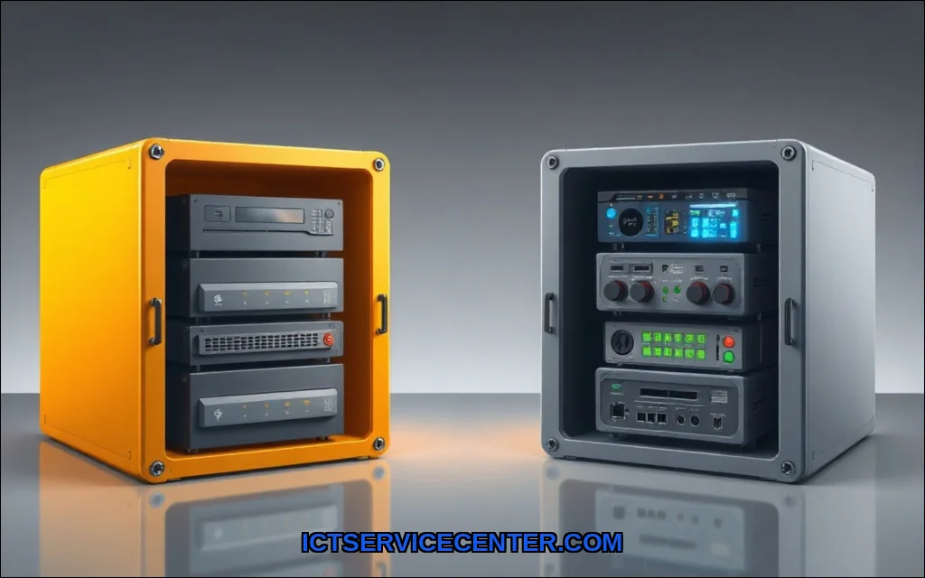 Clean vector illustration of external storage vs i