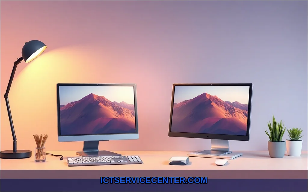 Clean vector illustration of mini pc vs all in one